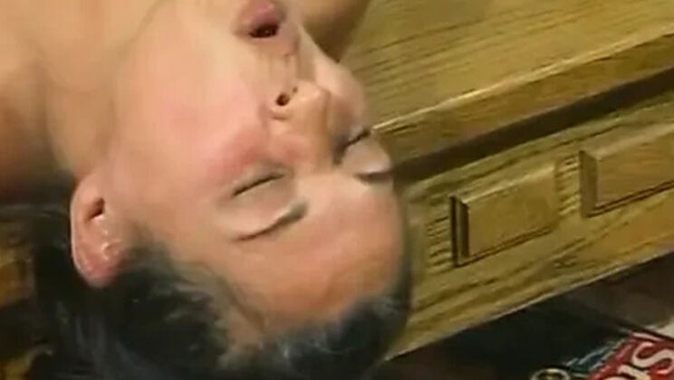 Hairy Granny Gets Face Sprayed - Blowjob Facial Fun
