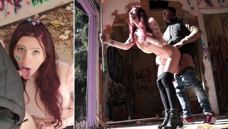 ElivaLove Italian Teen Fucks in Abandoned House - Big Tits & Risky Public Sex