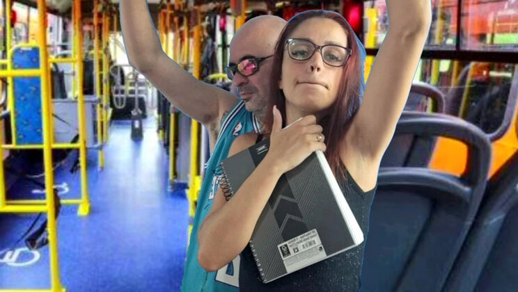 Public Train Sex! Stranger Fucks Redhead Fanny From Behind in Risky Bus Creampie