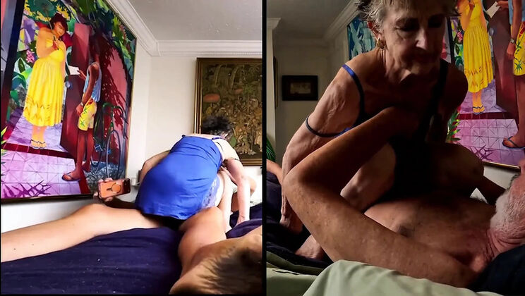 Blue Nightdress Amateur Hairy Granny Doggy Style Sex with Big Boobs