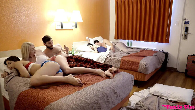 Group Vacation Sex with Abella Danger - Blonde Brunette Threesome Blowjob & Creampie