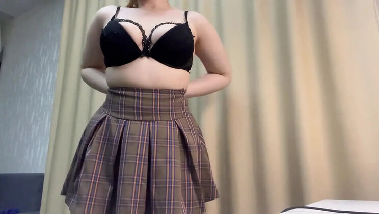 JuiceLussie Striptease Solo - Big Natural Tits Bouncing Hard - Fingering Orgasm