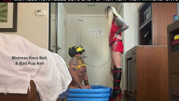 Mistress Kora Bell Floods Disobedient Boy With Golden Shower in Wet Femdom Play