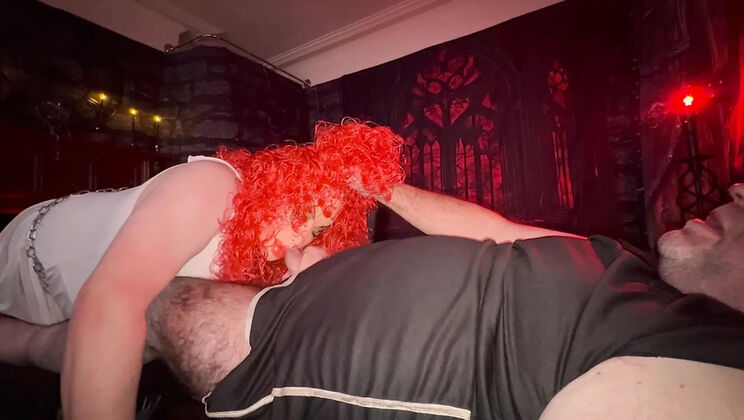 Mature BBW Marie Part 2: Chained Submissive Slave Pleases Her Master & Owner in Vampire Room - Blowjob, Domination, BDSM