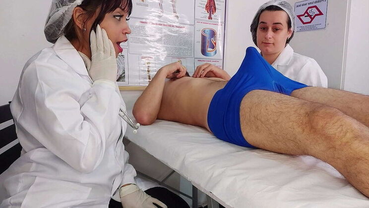 Two Hot Nurses Shocked By Patient's Hard Cock - Amateur Medical Fetish with Jennifer & Kasall