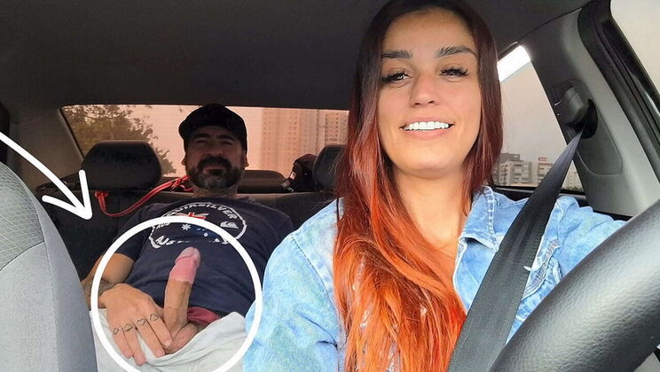 APP Driver Catches Passenger Jerking Off In Car & Fucks Her Tight Redhead Pussy