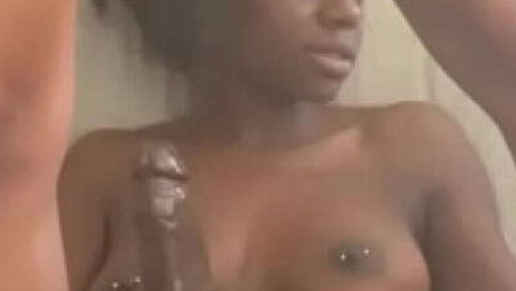 Petite Black Amateur Lesbian Riding Strap On - Tight Pussy Cream