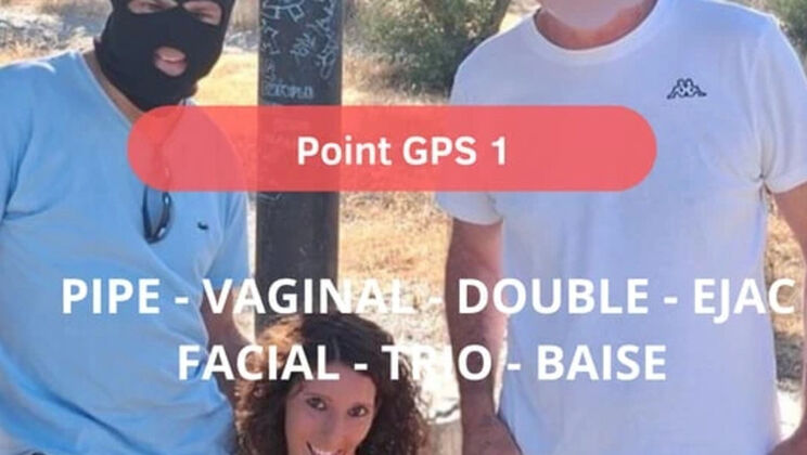 French amateur threesome outdoor sex with big natural tits and facial