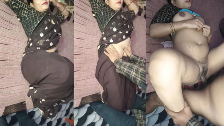 Indian sister-in-law Tannu gets anal fucked by neighbor in black saree - doggy style HD