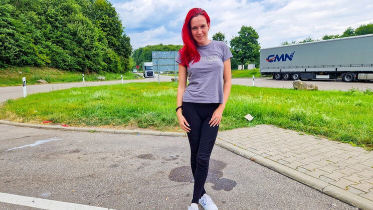 German Redhead Teen Cheats in Public Car Sex - Outdoor Doggystyle Creampie