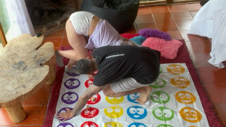 Brunette Teen Amelia Loses Twister Game and Gets Banged by Lucas - Blowjob & Sexy Stripping