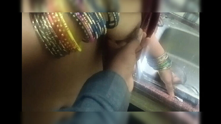 Desi Aunty Fingering and Sex with Boy in Kitchen - Homemade Indian MILF