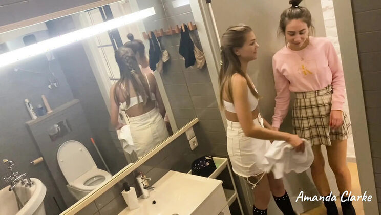 Amateur Lesbian Teens Amanda Clarke & Vivian Grace Hot Sex Masturbation in Toilet - Hidden Camera Sees All