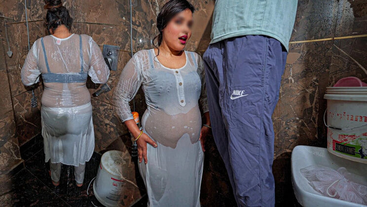 Desi Indian Bhabhi Seduced and Fucked Hard by Jija in Shower - Big Ass Doggy Style & Tight Pussy