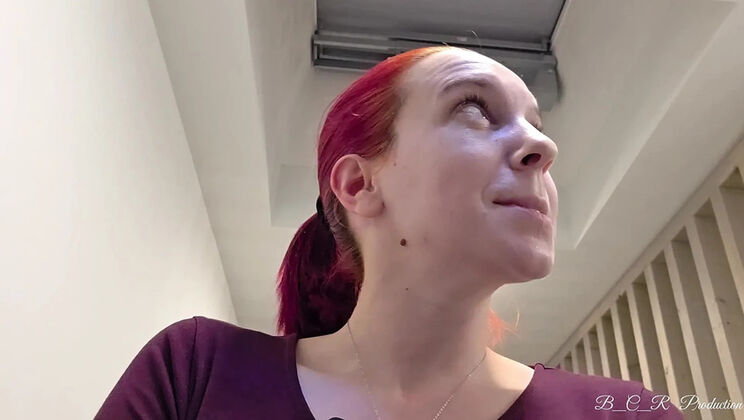 German Redhead Fucked Doggystyle at Carnival - Creampie & Blowjob Amateur Sex