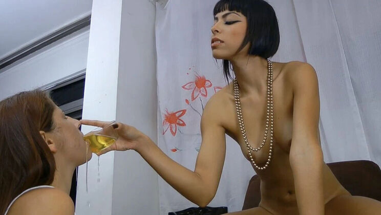 Hot Teen Lesbian Cleopatra Model Pee Swallow in 4K - Foot Worship & Golden Shower Fetish