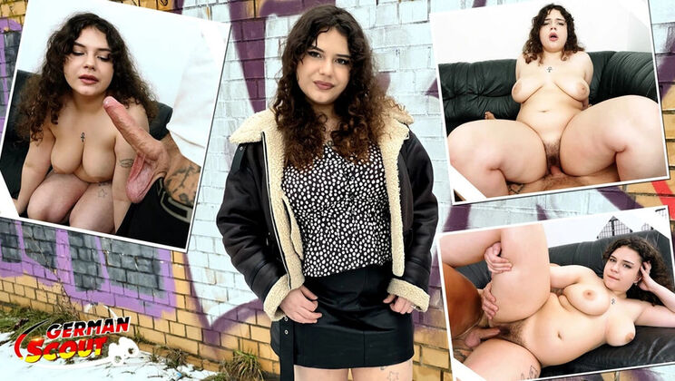 Rose Noir - Big Natural Tits Curvy Teen Gets Hairy Pussy Fucked at German Casting