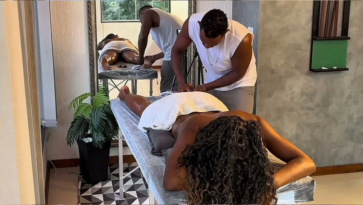 Amateur Blonde Wife Gets Sensual Massage Turns Into BBC Blowjob
