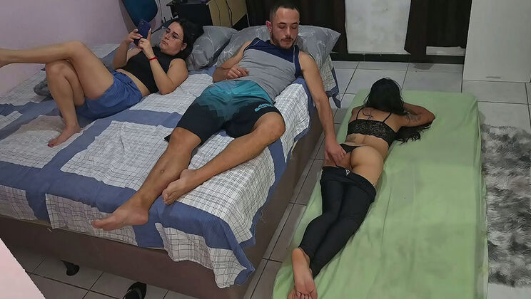 Hotwife shares a room with her friend and gets a wild threesome