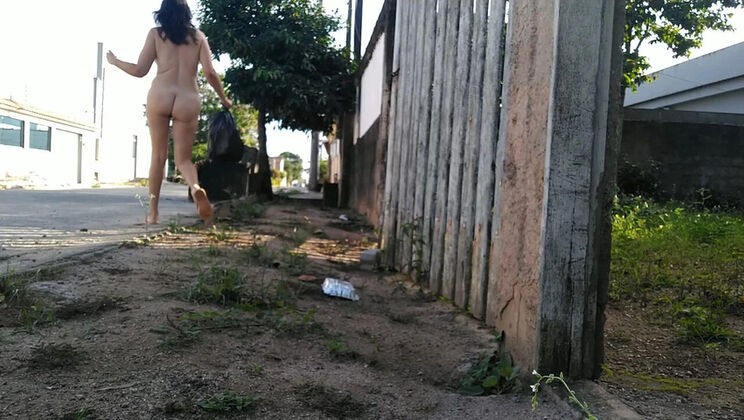 Hairy Brazilian Wife Walking Naked Outdoors - Homemade Amateur Video