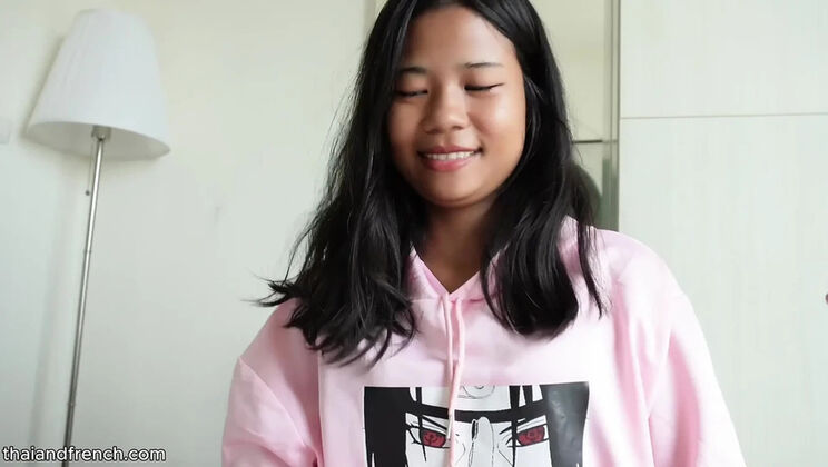 Thai teen lets me nut in her mouth while I work