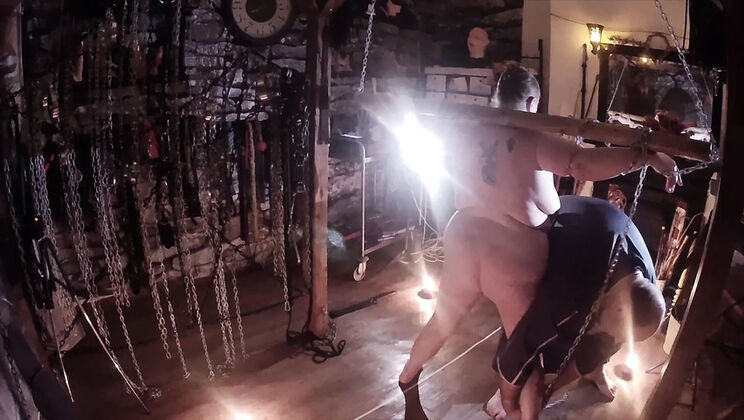 Lanista Bear and Domina Satana Get Hot with Wax and Fire Play