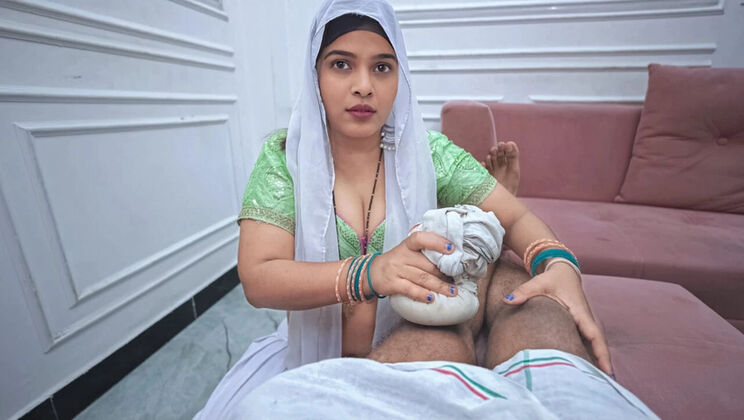 Sasurji Shows His Big Dick in Dhoti - Desi Step Bahu Sucks Him Off and Swallows Cum in Hindi