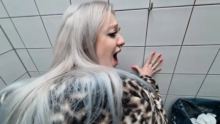 18-Year-Old Blonde Slut With Pierced Nipples Lets Stranger Cum On Her Face After Taking A Black Dildo Deep