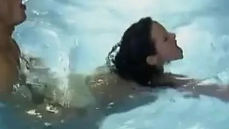 Busty German MILF Takes a Hard Pool Fuck