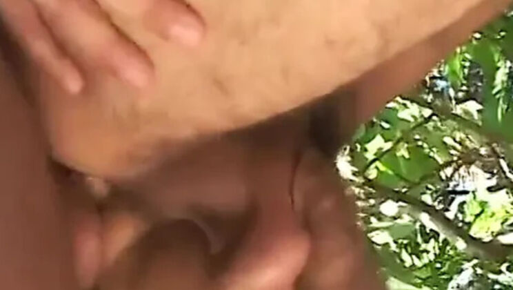 Bi guy takes a huge pole and dildo up his ass outdoors