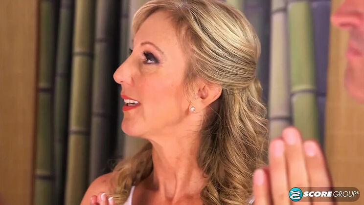 51-Year-Old MILF Jenna Covelli Takes Two Big Cocks in Yoga Threesome