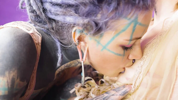 Shy Alt Teen Gets First Anal With Tattooed Lesbian