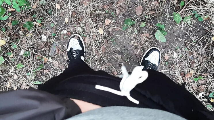 Risky lesbian masturbation in the forest with real orgasm