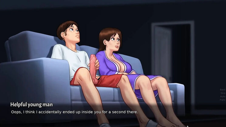 Stepmom Shows Pussy to Stepson While Watching Porn (Summertime Saga)